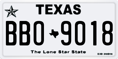 TX license plate BBO9018