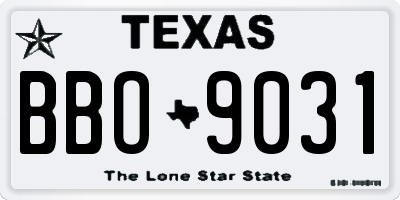 TX license plate BBO9031