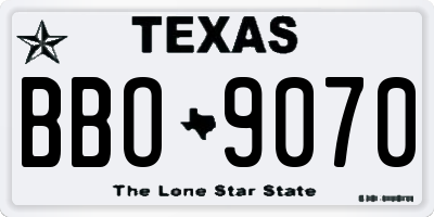 TX license plate BBO9070