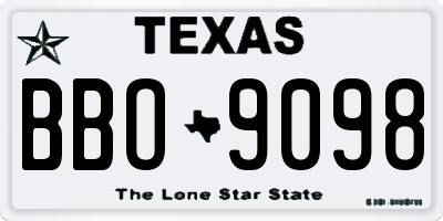 TX license plate BBO9098