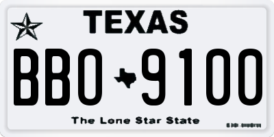 TX license plate BBO9100