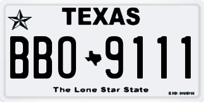 TX license plate BBO9111