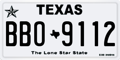 TX license plate BBO9112