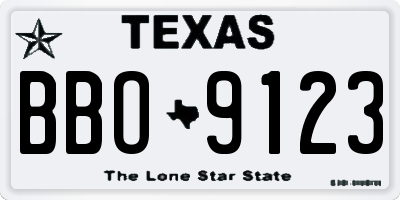 TX license plate BBO9123
