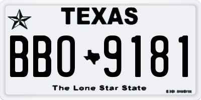 TX license plate BBO9181