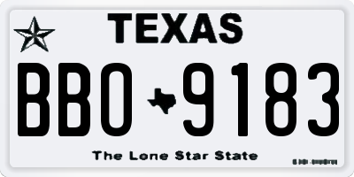 TX license plate BBO9183