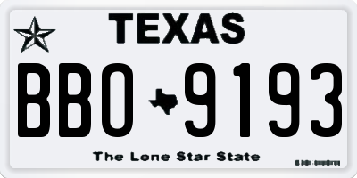 TX license plate BBO9193