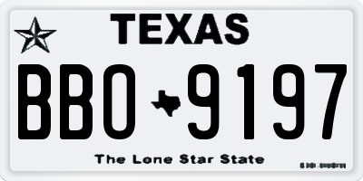 TX license plate BBO9197