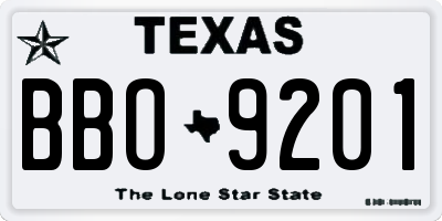 TX license plate BBO9201