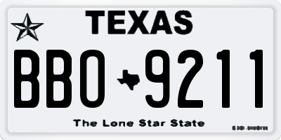 TX license plate BBO9211