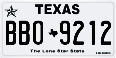 TX license plate BBO9212