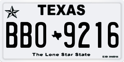 TX license plate BBO9216