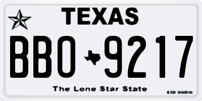 TX license plate BBO9217