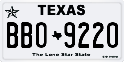 TX license plate BBO9220