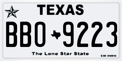 TX license plate BBO9223