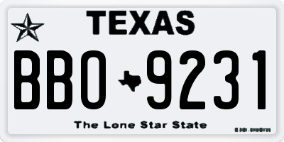 TX license plate BBO9231