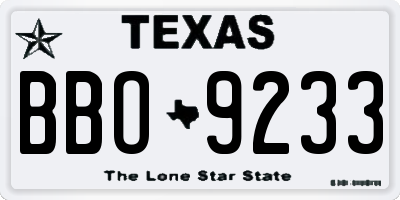TX license plate BBO9233