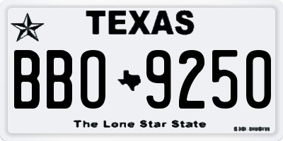TX license plate BBO9250