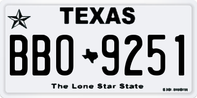 TX license plate BBO9251