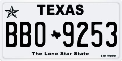 TX license plate BBO9253