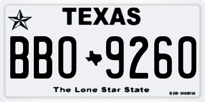 TX license plate BBO9260