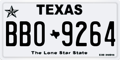 TX license plate BBO9264