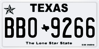 TX license plate BBO9266