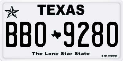 TX license plate BBO9280