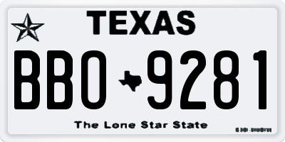 TX license plate BBO9281