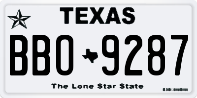TX license plate BBO9287