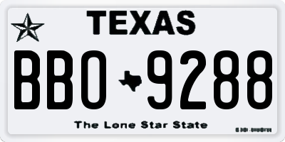 TX license plate BBO9288