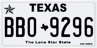 TX license plate BBO9296