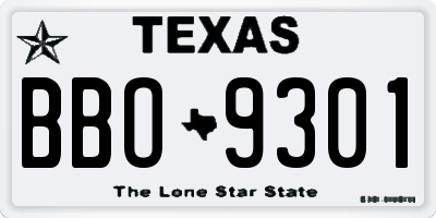 TX license plate BBO9301