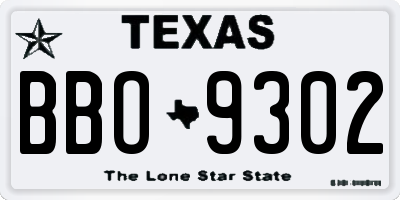TX license plate BBO9302