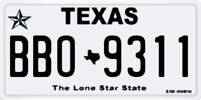 TX license plate BBO9311