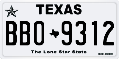 TX license plate BBO9312
