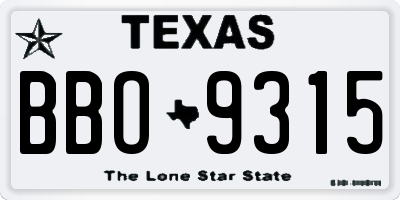 TX license plate BBO9315