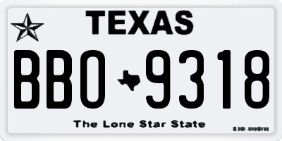 TX license plate BBO9318