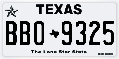TX license plate BBO9325
