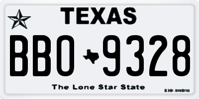 TX license plate BBO9328