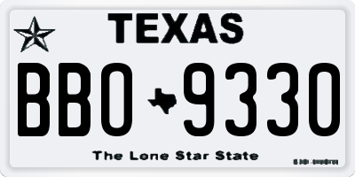 TX license plate BBO9330