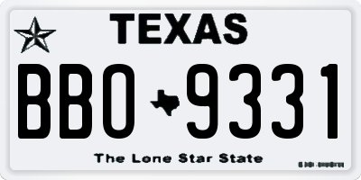 TX license plate BBO9331