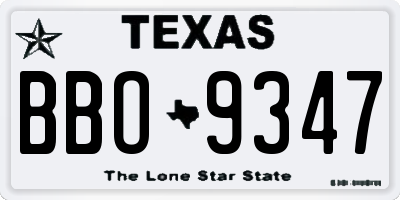 TX license plate BBO9347