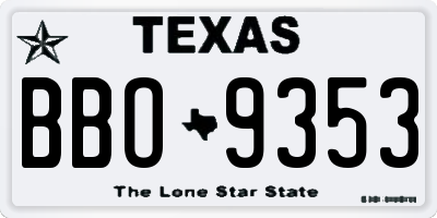 TX license plate BBO9353