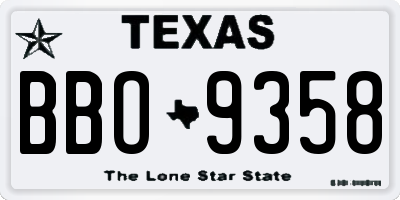 TX license plate BBO9358