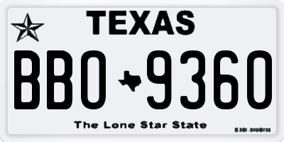 TX license plate BBO9360