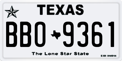 TX license plate BBO9361