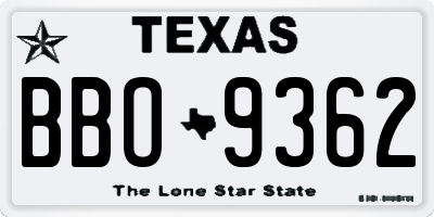 TX license plate BBO9362