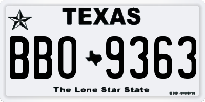 TX license plate BBO9363