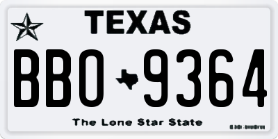 TX license plate BBO9364